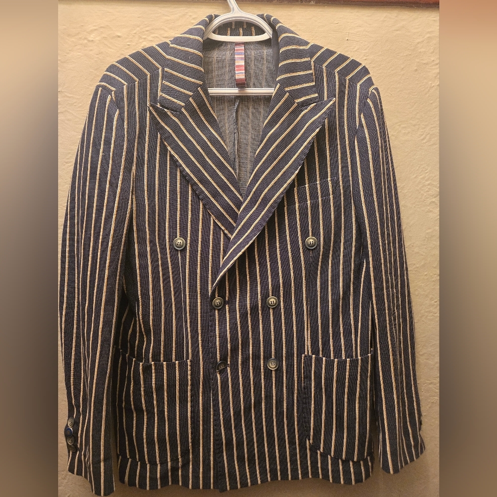 Designer FB Effebi Italian Striped Double-Breasted Blazer | Nautical Chic